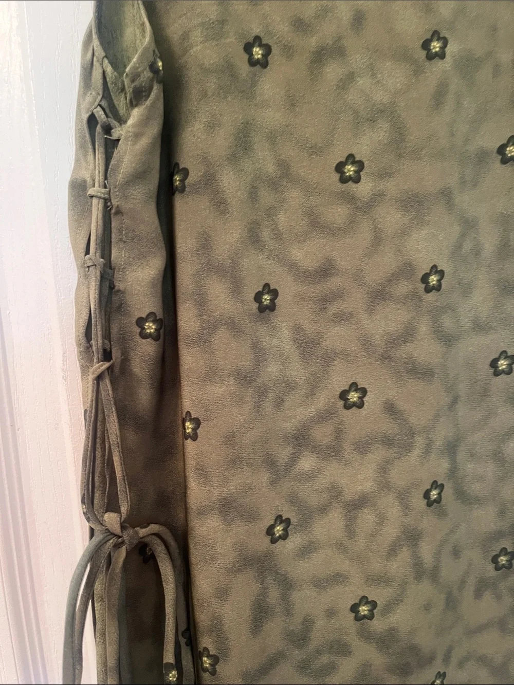 Vintage Olive Green Hippie Tank Maxi Dress with Side Ties and Ethnic Vibe - Picture 2 of 5